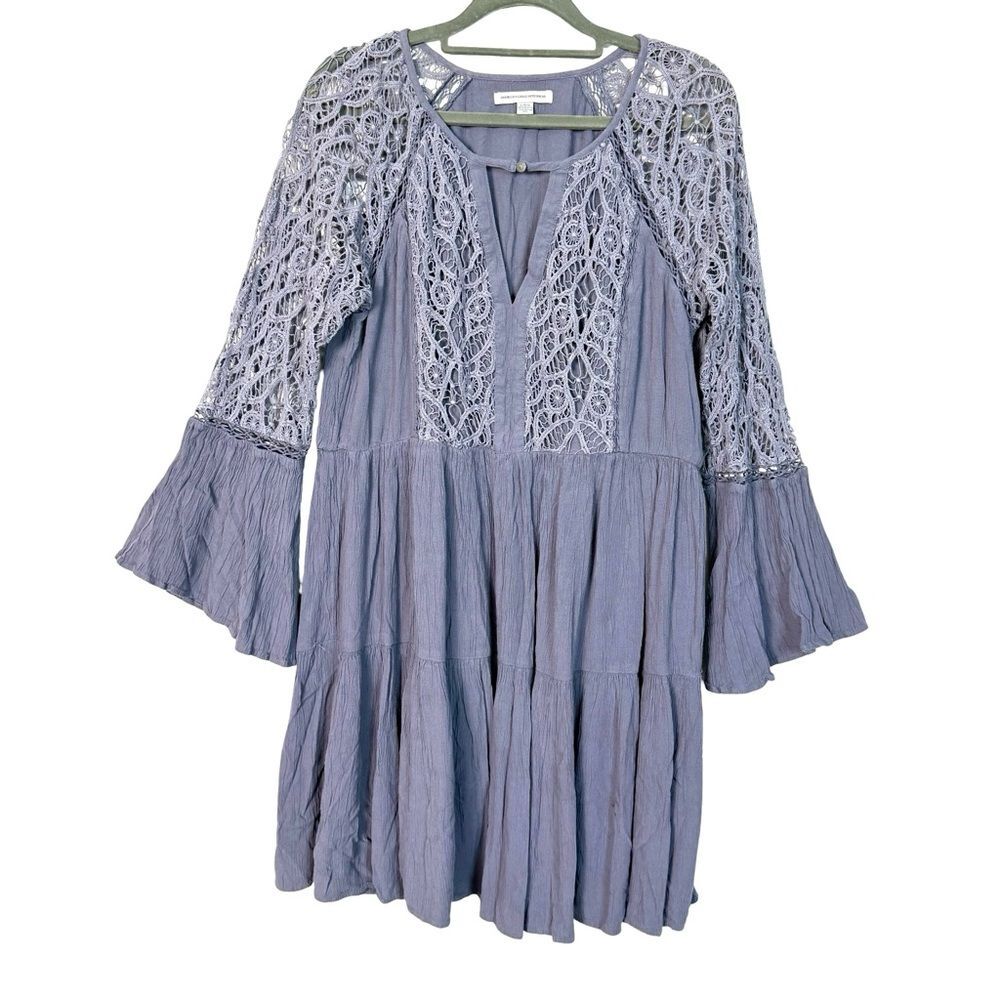 American Eagle Lace Mini Dress Purple Large Boho Cottagecore Romantic Coquette